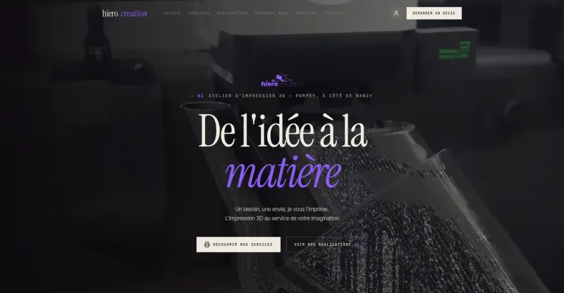 Capture actuelle du site HieroCréation